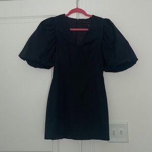 black puffy sleeve cocktail dress